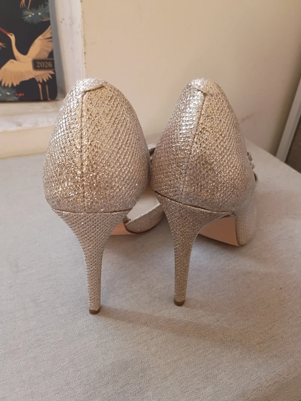 Betsey Johnson Shimmering Gold Pointed Bow Stiletto Heels